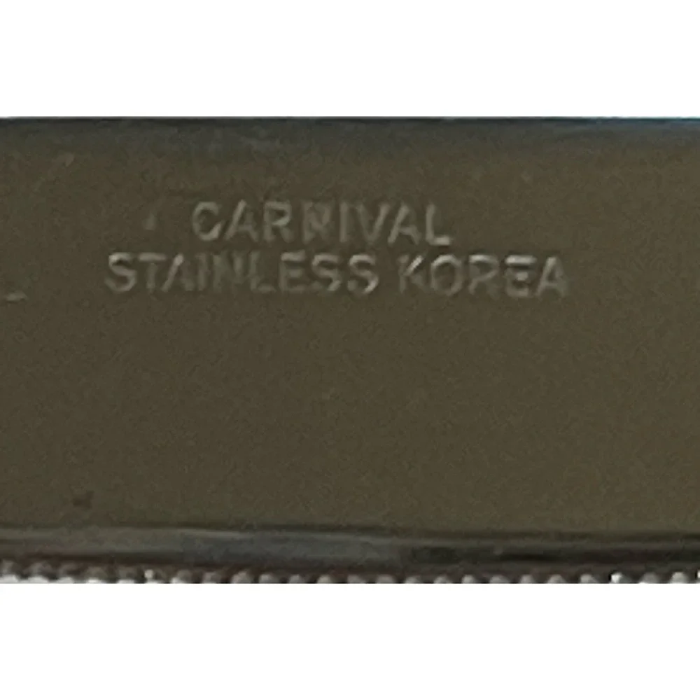 4 Carnival‎ White Handle Dinner Knives Stainless Flatware Korea 3 Rivets